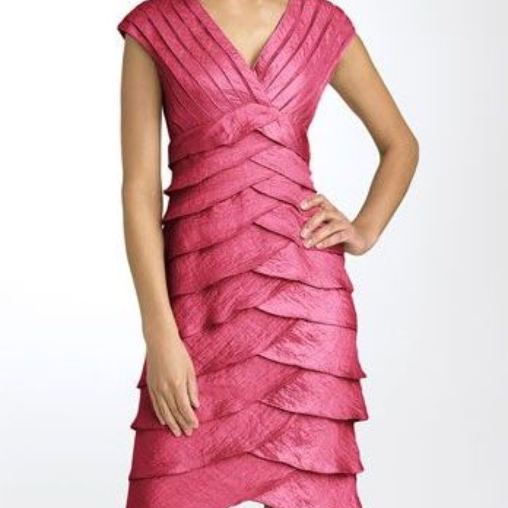 Adrianna Papell Shutter Pleat Satin Dress